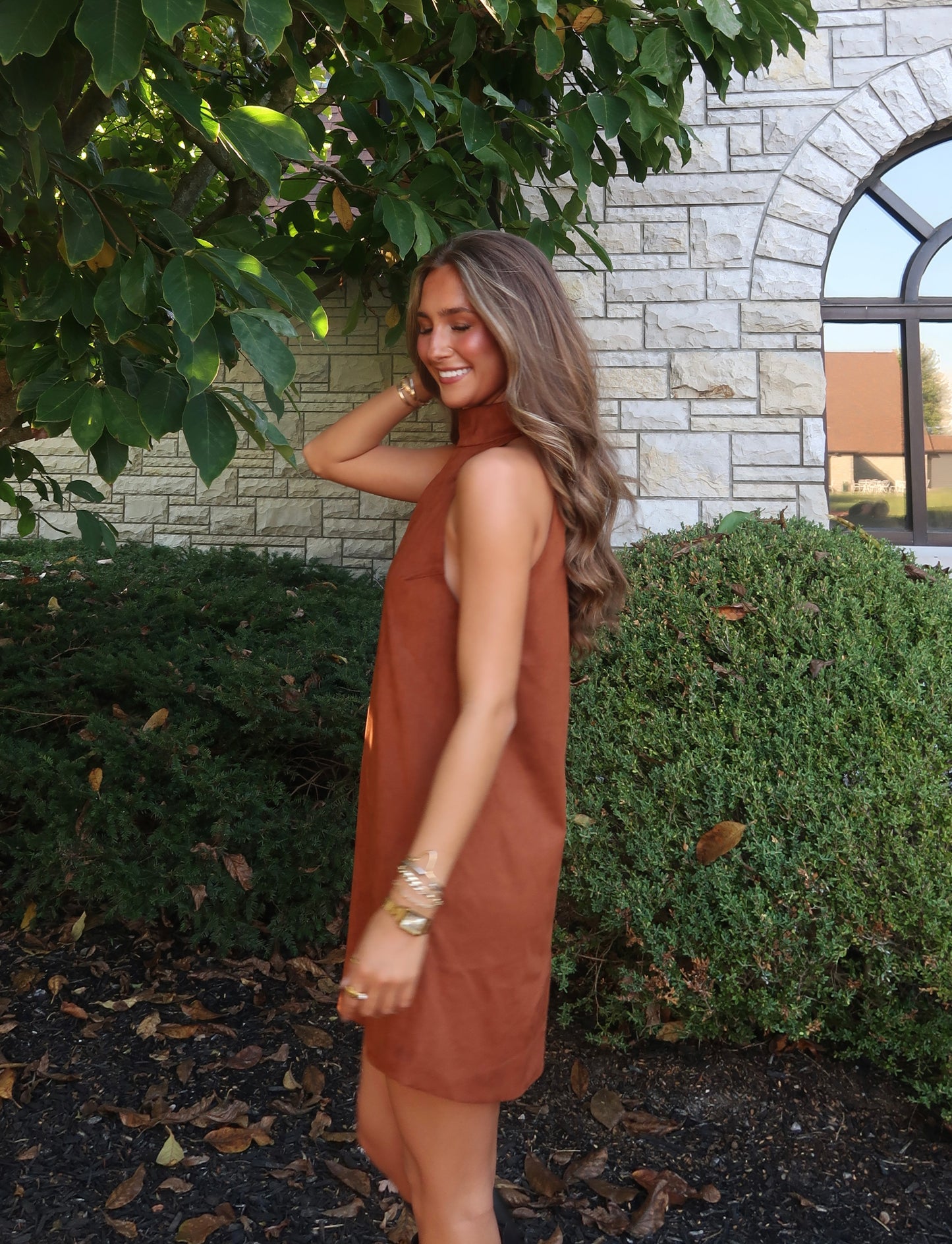 Rhodes Suede Mini Dress | Brown