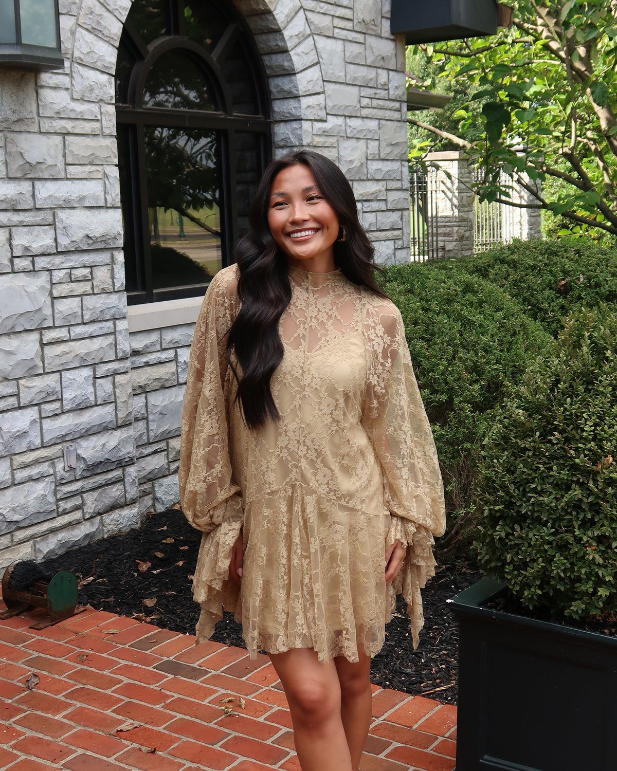 Emerson Lace Mini Dress | Moss Green