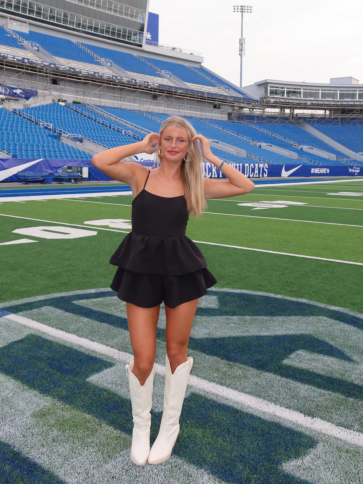 Tailgate Ready Black Ruffle Romper