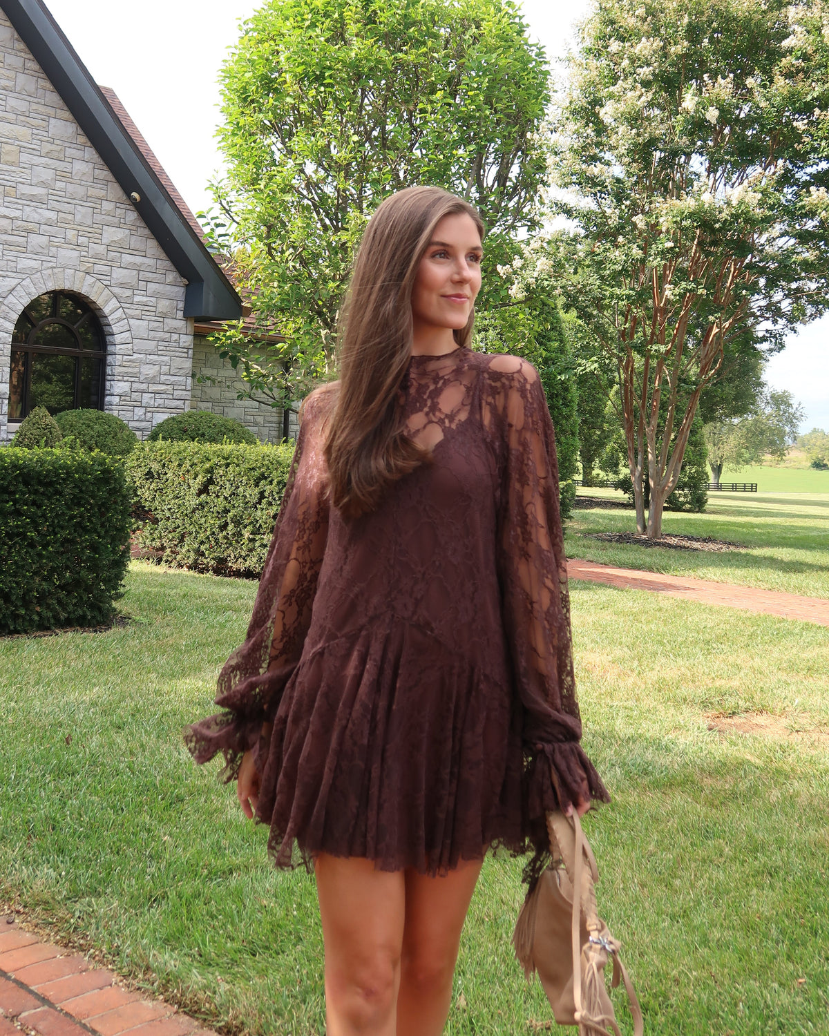 Emerson Lace Mini Dress | Brown