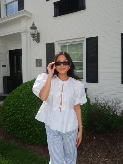 The Annabella Peplum Top - White