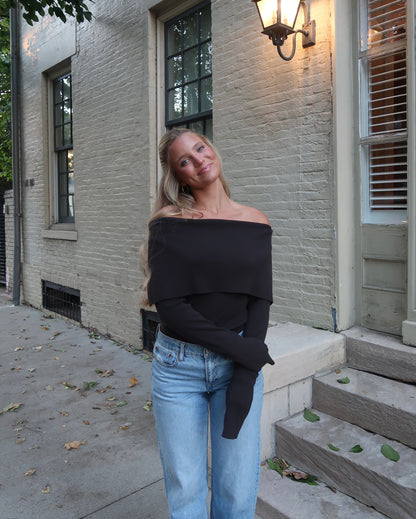 Ryley Off-Shoulder Knit | Espresso