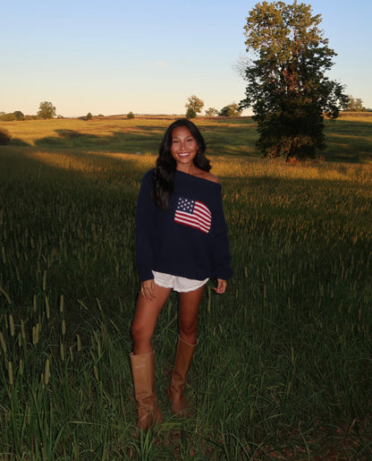 Ralph American Flag Sweater | Navy