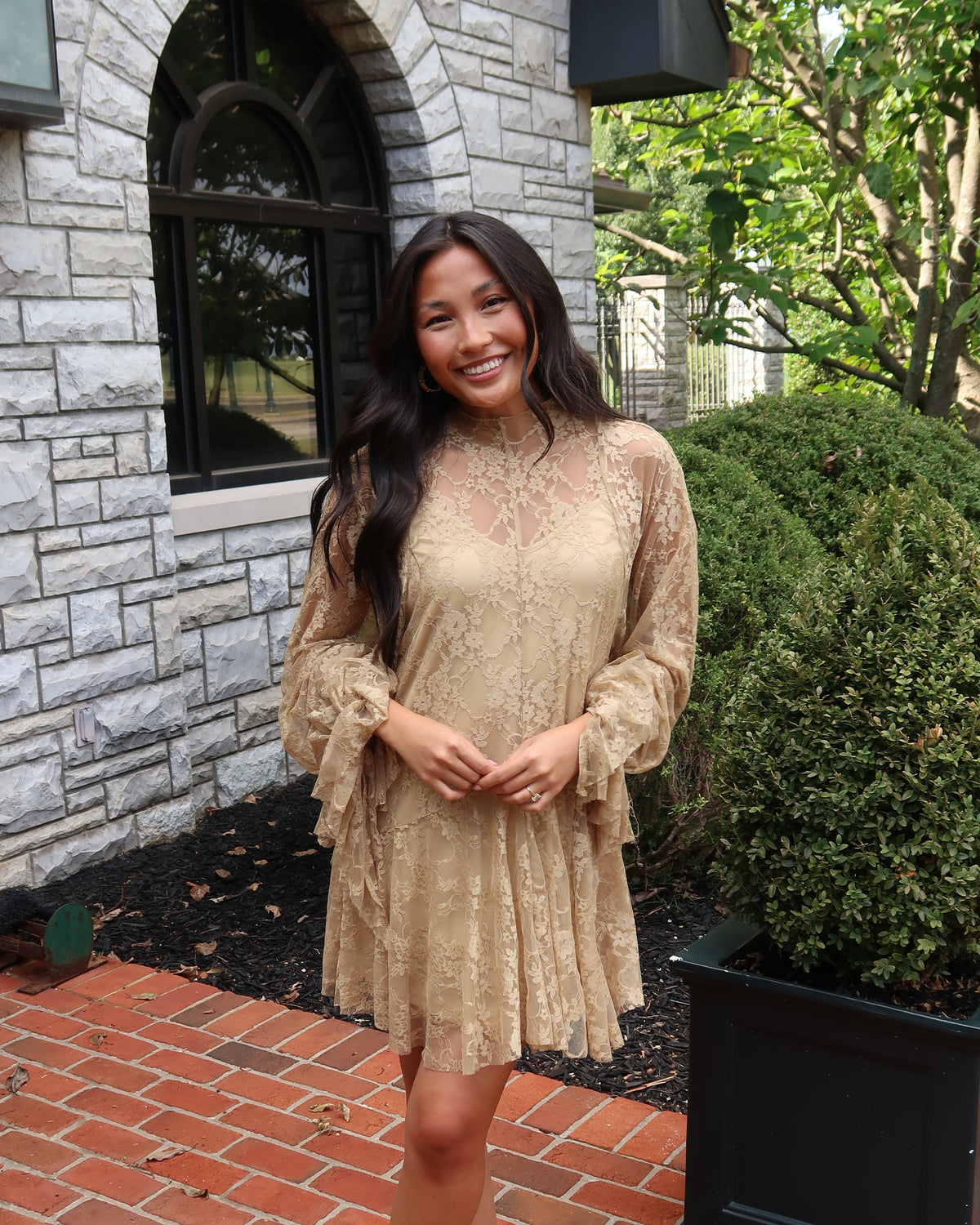 Emerson Lace Mini Dress | Moss Green