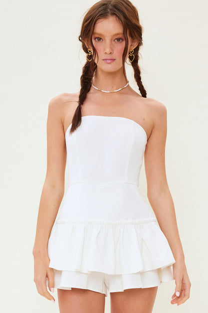 Meet Me At Halftime White Romper