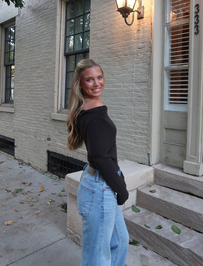 Ryley Off-Shoulder Knit | Espresso