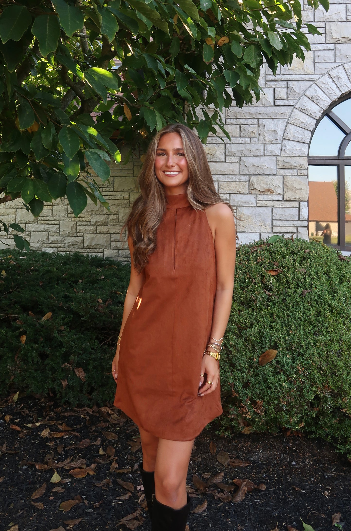 Rhodes Suede Mini Dress | Brown
