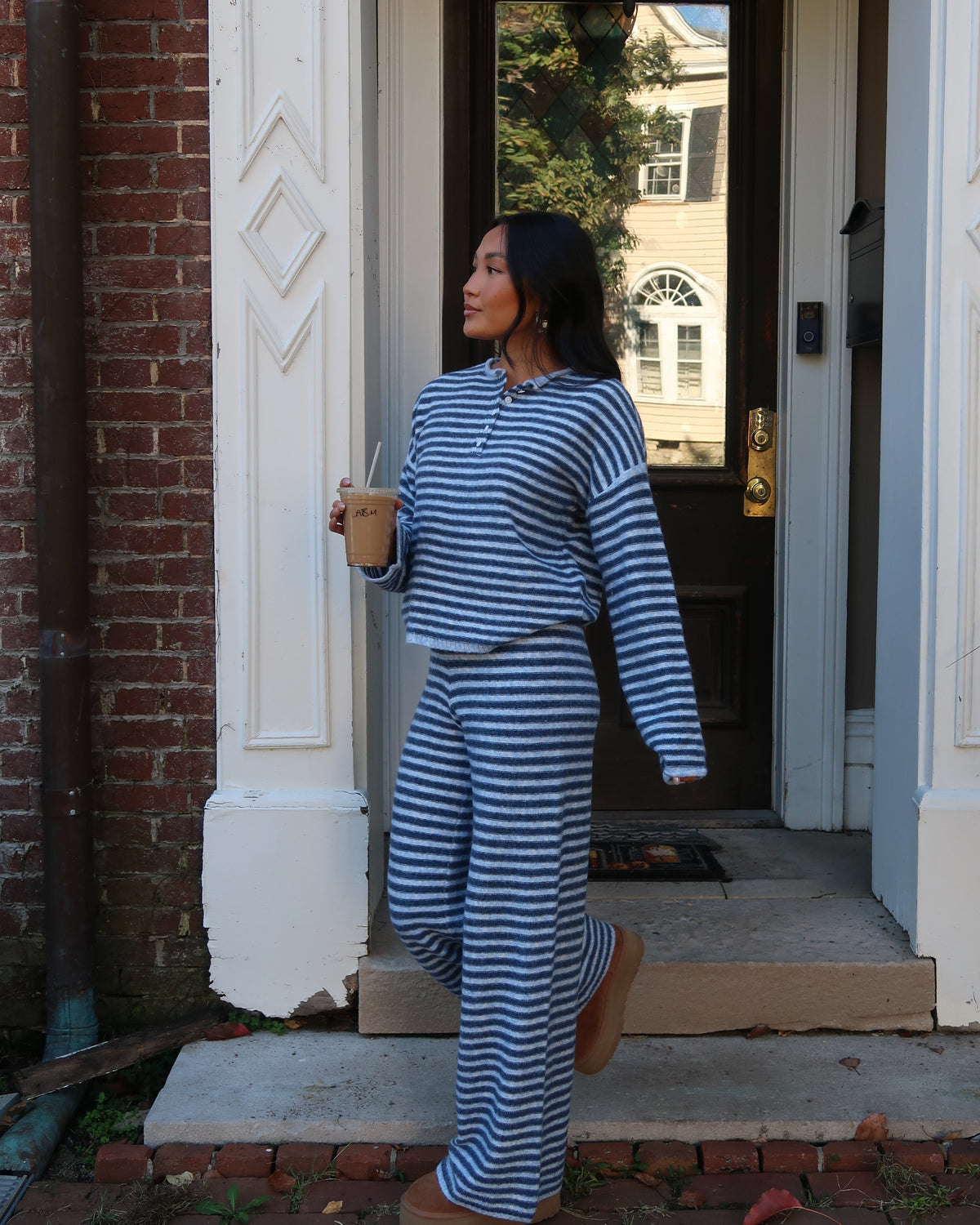 Cloud Knit Stripe Pants | Powder Blue