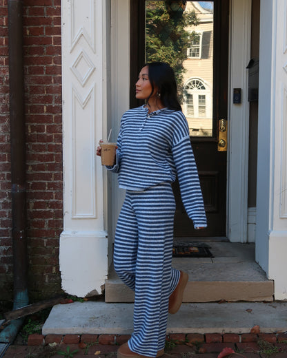 Cloud Knit Stripe Pants | Powder Blue
