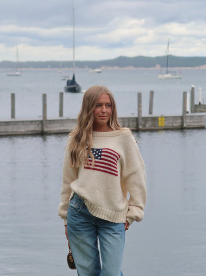 Ralph American Flag Sweater | Cream