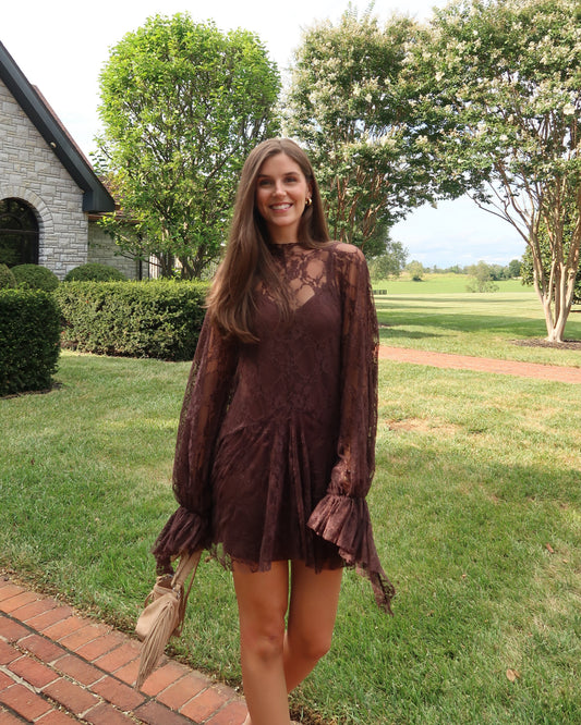 Emerson Lace Mini Dress | Brown