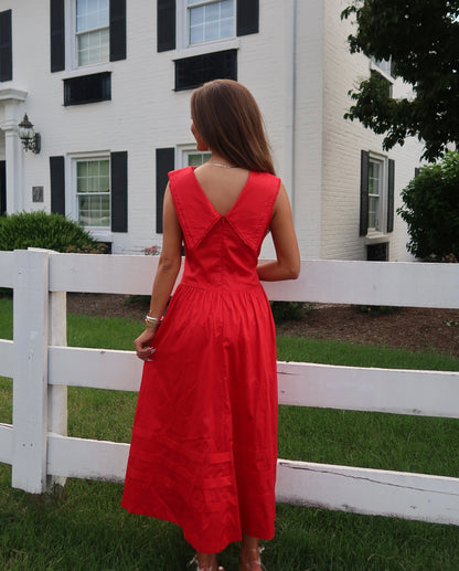 Alice Poplin Midi Dress | Red