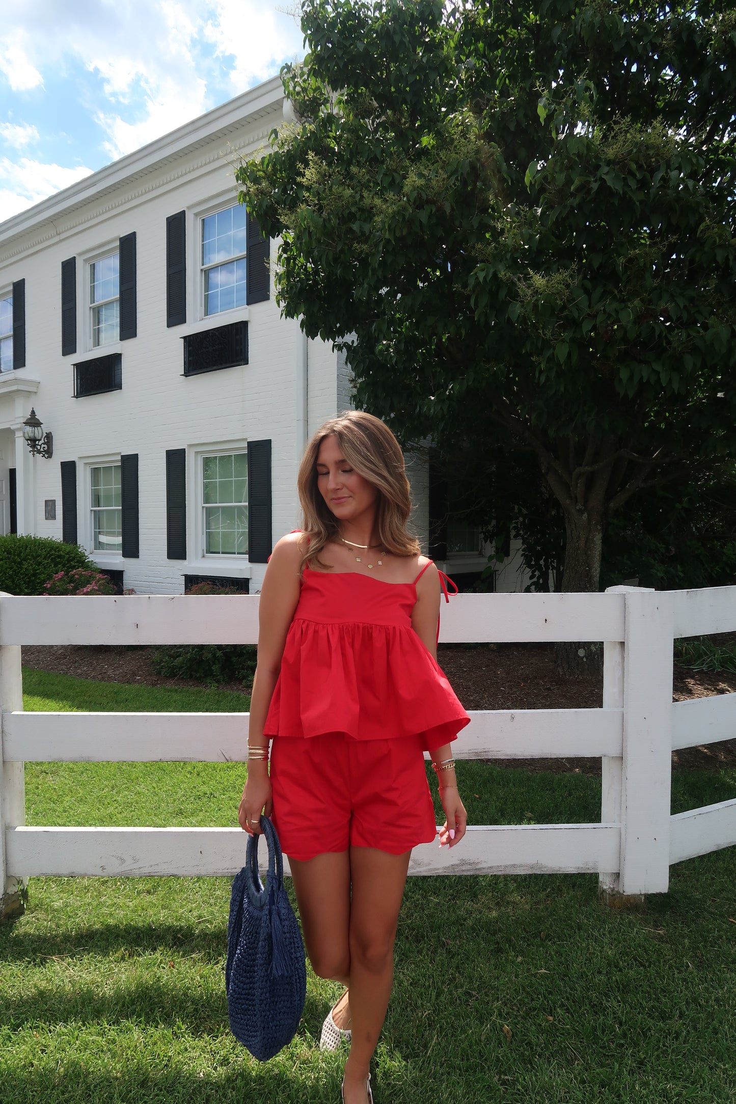 Liberty Red Scallop Shorts