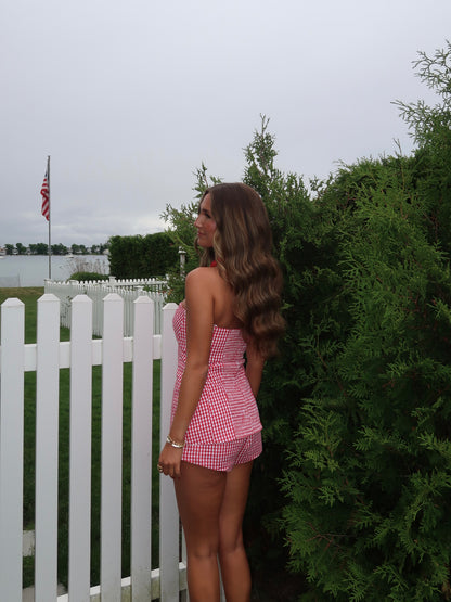 American Honey Gingham Set | Red