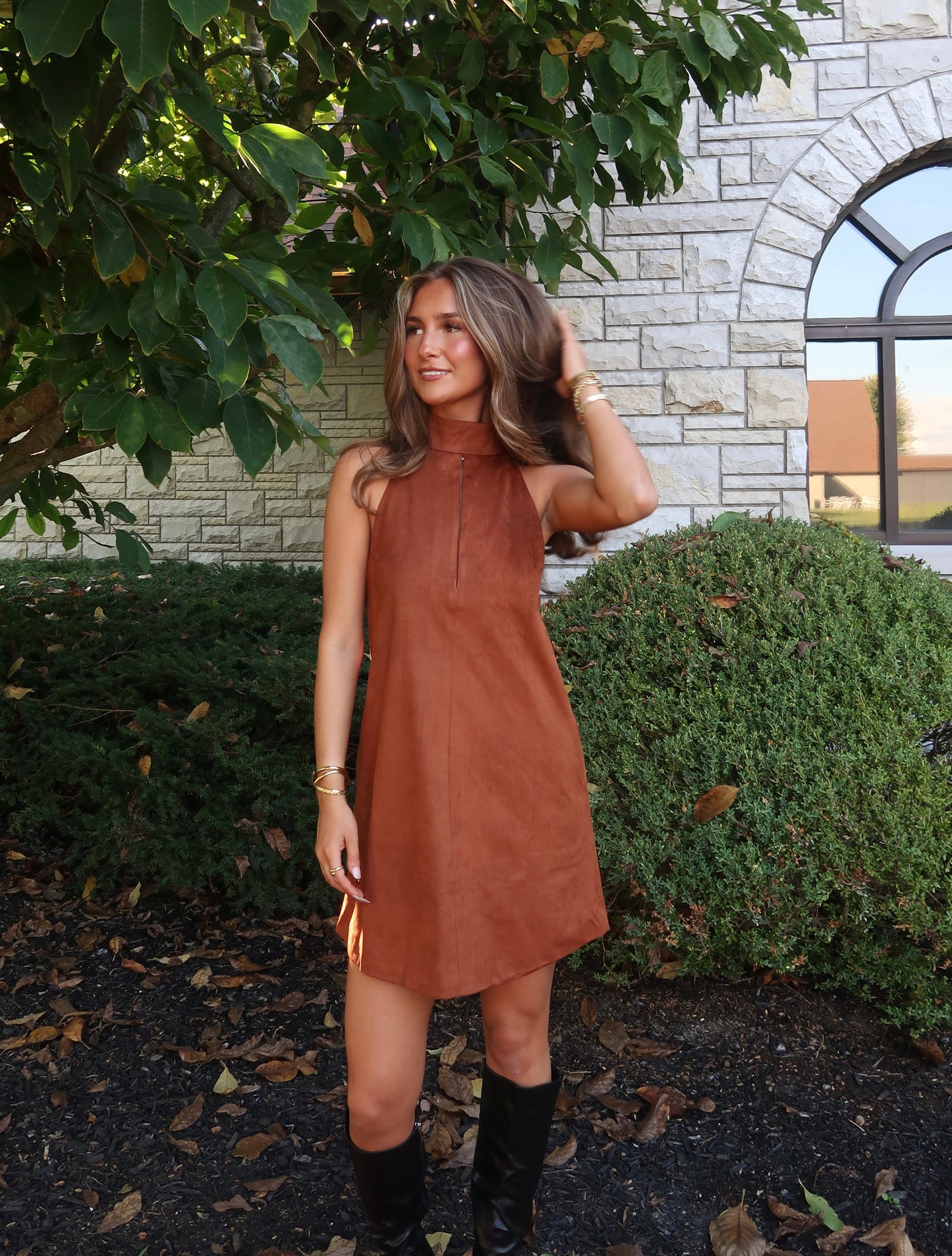 Rhodes Suede Mini Dress | Brown