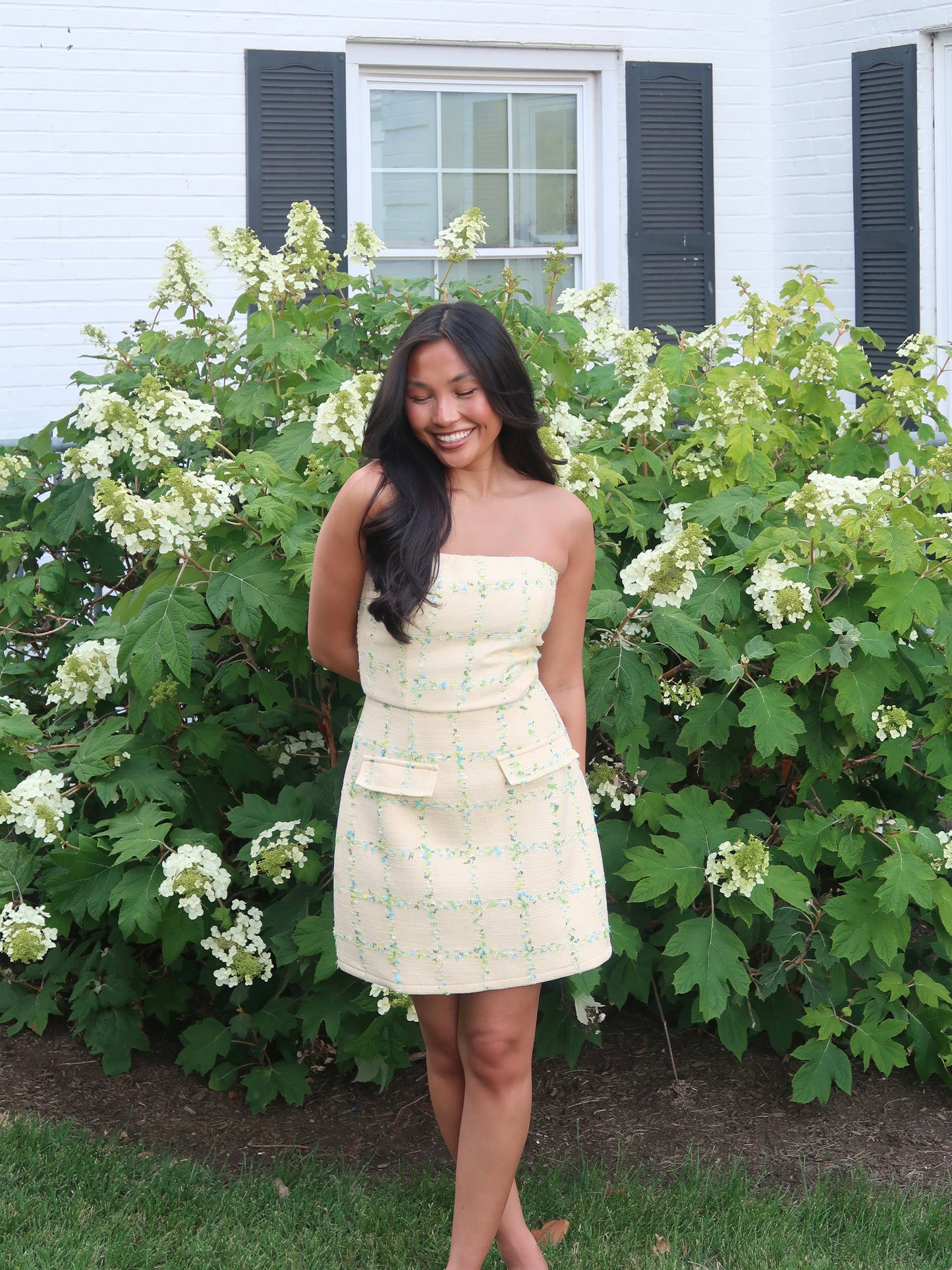 Charlotte Tweed Mini Dress | Butter Yellow