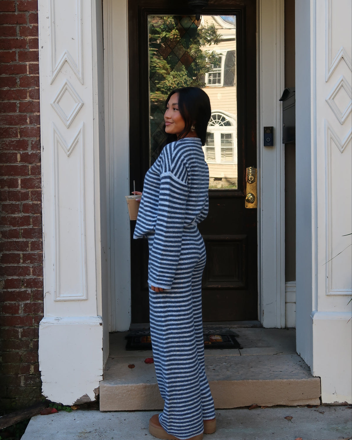 Cloud Knit Stripe Pants | Powder Blue
