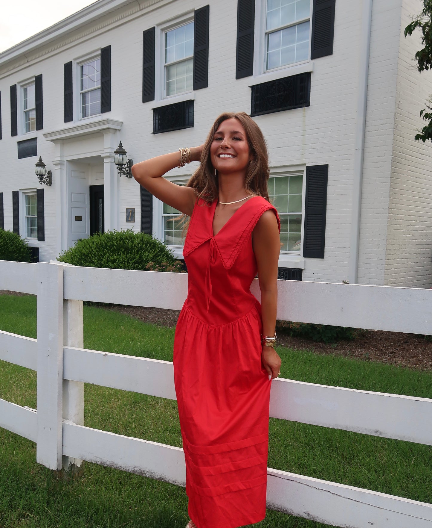 Alice Poplin Midi Dress | Red
