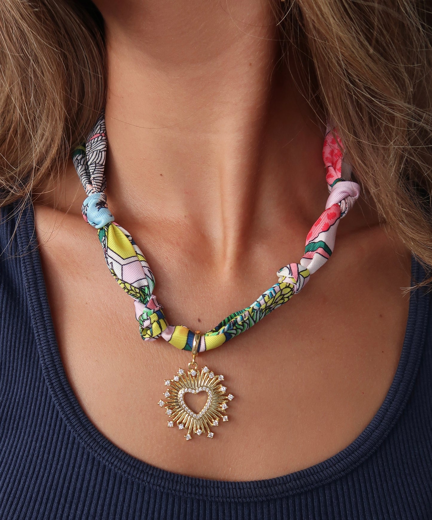 Scarf Charm Necklace | Multi-Color | Heartburst