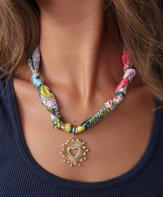 Scarf Charm Necklace | Multi-Color | Heartburst