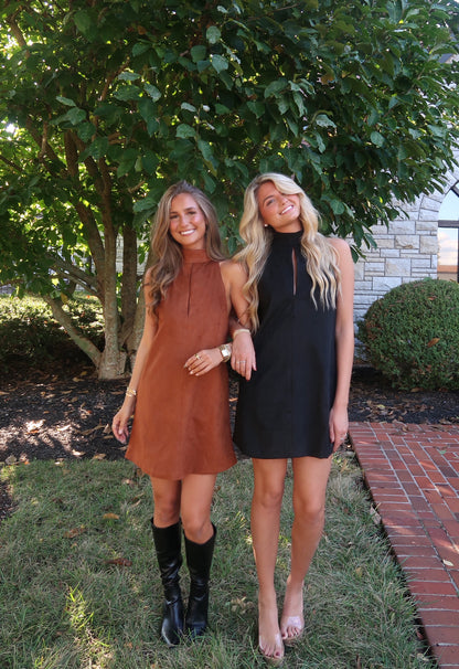 Rhodes Suede Mini Dress | Black