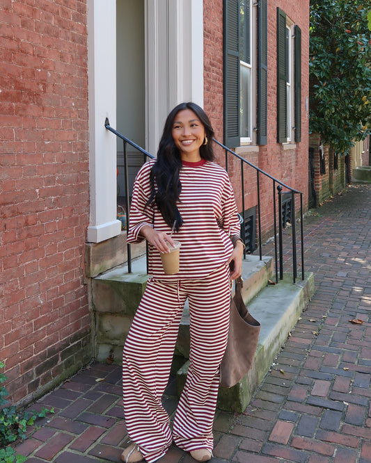 Marlowe Stripe Top | Burgundy