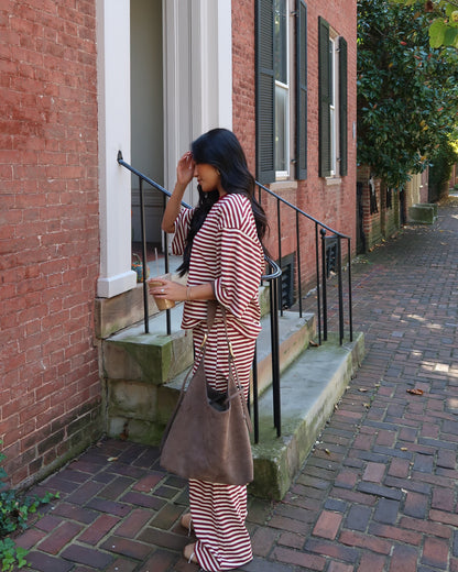 Marlowe Stripe Pants | Burgundy