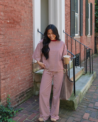 Marlowe Stripe Top | Burgundy