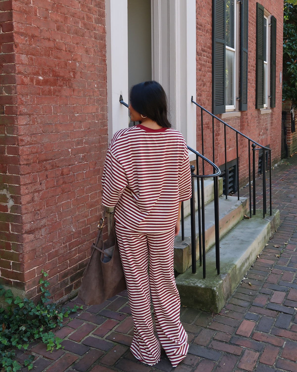 Marlowe Stripe Pants | Burgundy