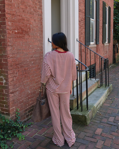 Marlowe Stripe Pants | Burgundy