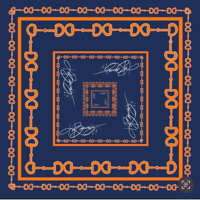 Scarf Necklace | Navy + Orange | Horsebit