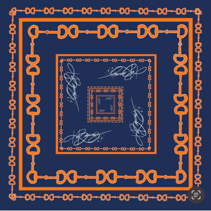 Scarf Necklace | Navy + Orange | Horsebit