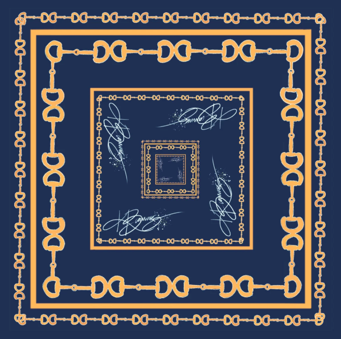 Scarf Necklace | Navy + Gold | Horsebit