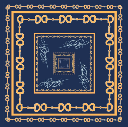 Scarf Necklace | Navy + Gold | Horsebit